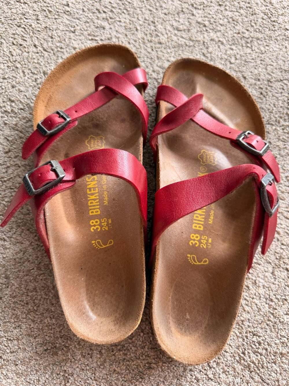 Birkenstock Mayari Red Leather Strap Sandals - Picture 5 of 8